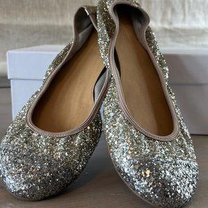 J Crew Lula Metallic Gold & Silver Glitter Flats